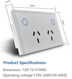 ZIGBEE RGB Selectable Smart Socket Double Powerpoint Glass SAA Approved for Australia (Black Or White)