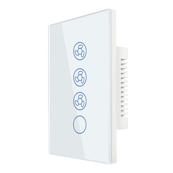 WIFI Smart Fan & Light Controller Glass Switch - SAA Approved for Australia (Black Or White)