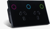 Zigbee Double GPO Powerpoint With Extra Light Switch RGB (WHITE & BLACK) - AUSTRALIAN CERTIFIED SSA (TREND)
