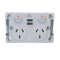 Asthome Double Power Point 10A with Double USB Charger 2.1A Horizontal White