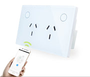 ZIGBEE Smart Socket Double Powerpoint Glass SAA Approved for Australia (Black Or White)