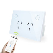 WIFI Smart Socket Double Powerpoint Glass SAA Approved for Australia (Black Or White)
