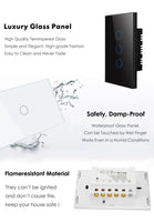 1-4 Gang ZIGBEE (NO NEUTRAL) Smart Switch Glass SAA Approved for Australia (Black Or White)